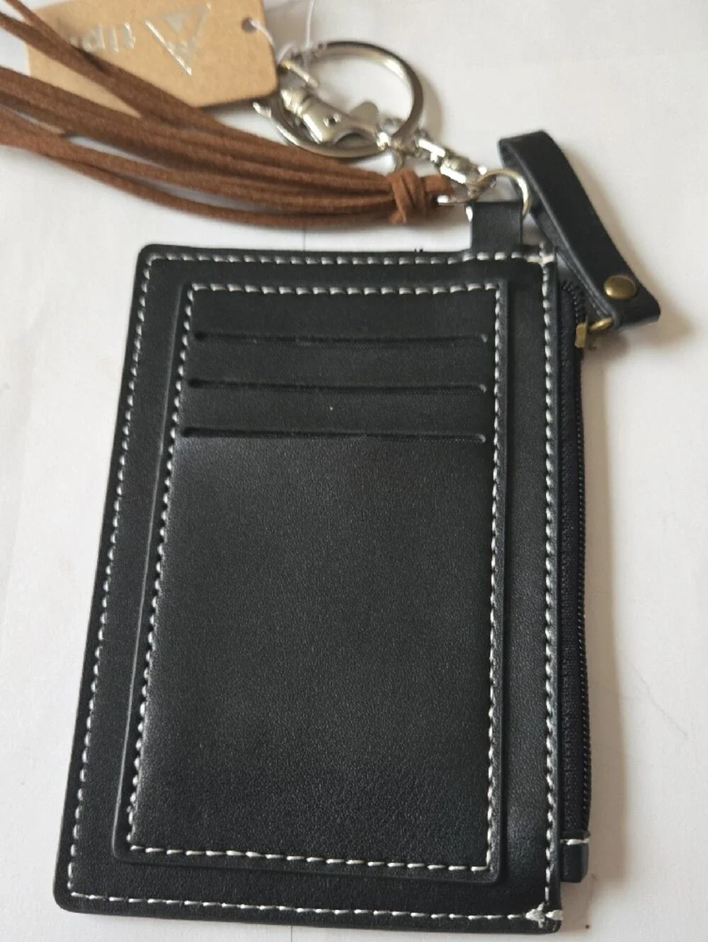 Western Sunflower Leather Wristlet Card Holder/Key Chain with Tassel NWT
